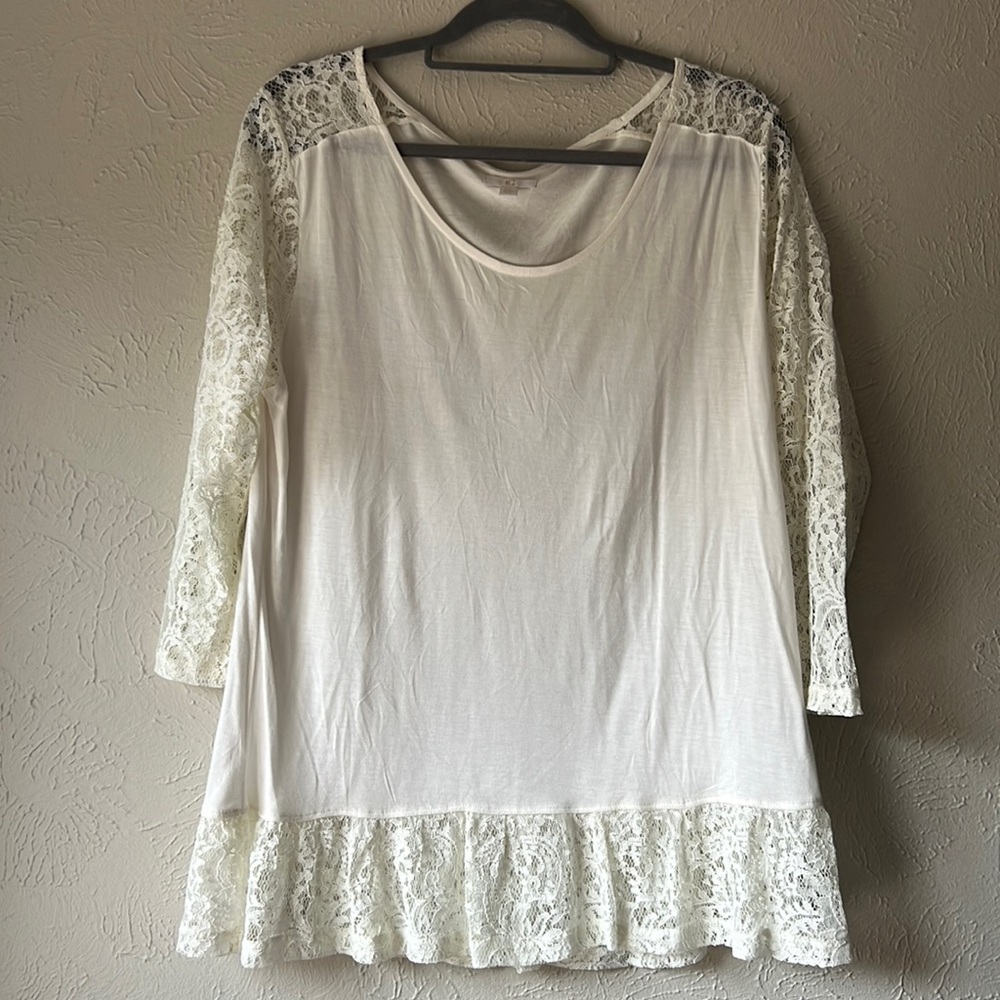 Charming Charlie Off White Lace Top